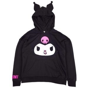 HOT TOPIC Hello Kitty Kuromi 3D Ears Oversized Fleece Hoodie Kawaii Small Black
